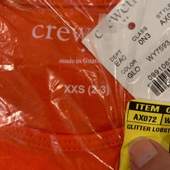 NWT J Crew Girls' Orange & Glitter Pink Lobster Graphic Tank Top - Picture 5 of 7